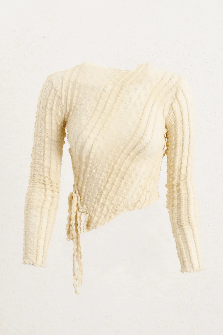 Bayan Ekru Uzun Kollu Dantel Top