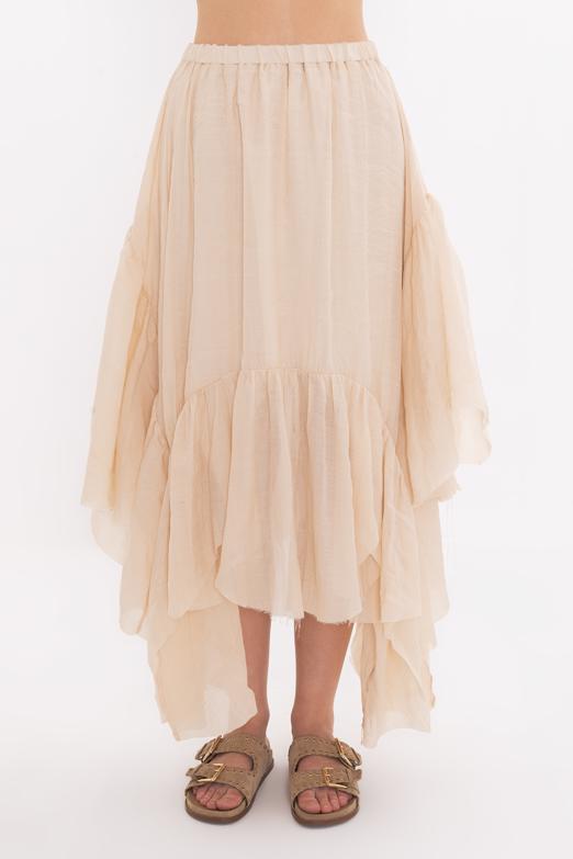 Bayan  Mendil Etek Detaylı Midi Etek