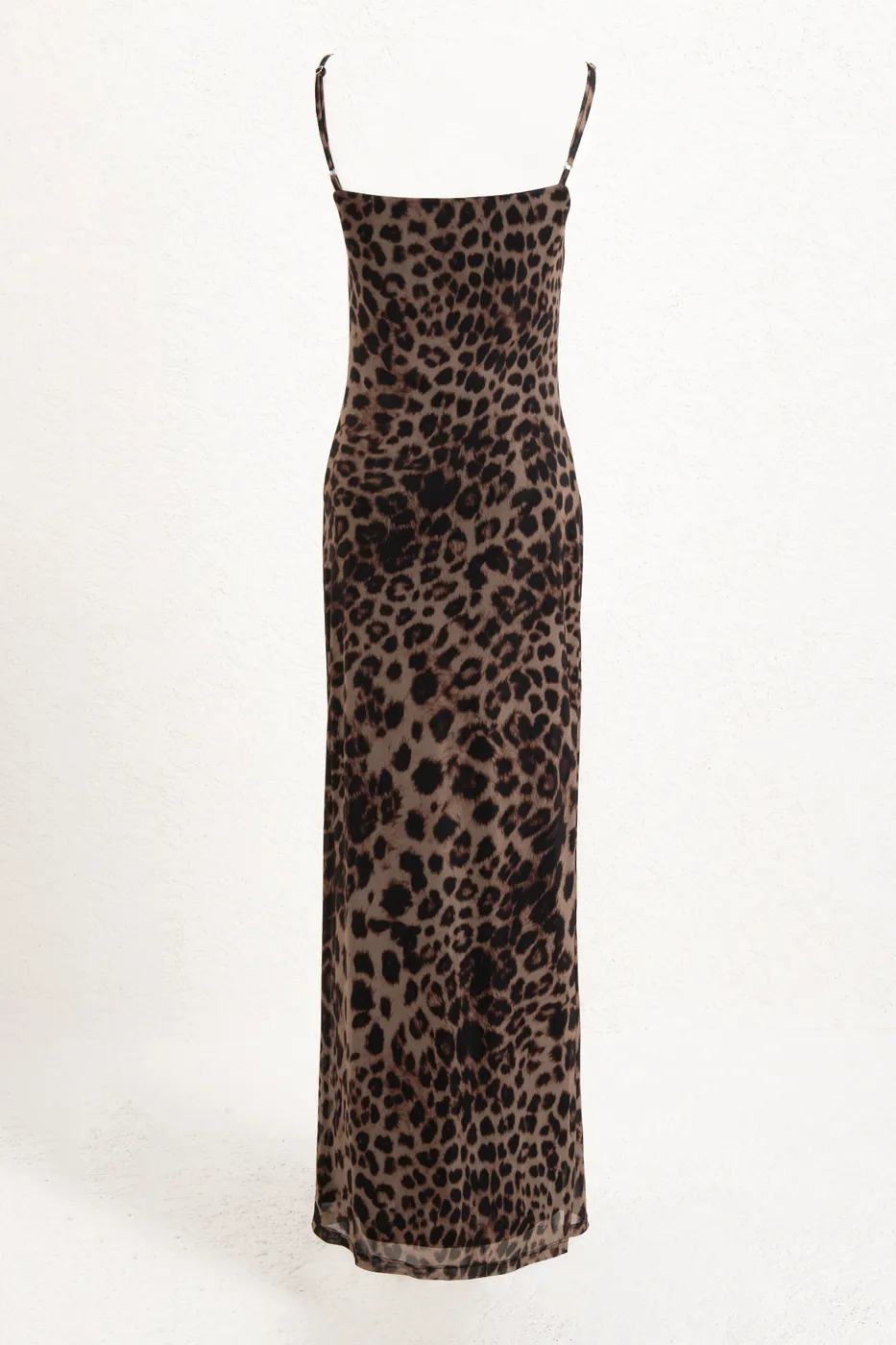 Bayan Bej Askılı Tül Maksi Elbise