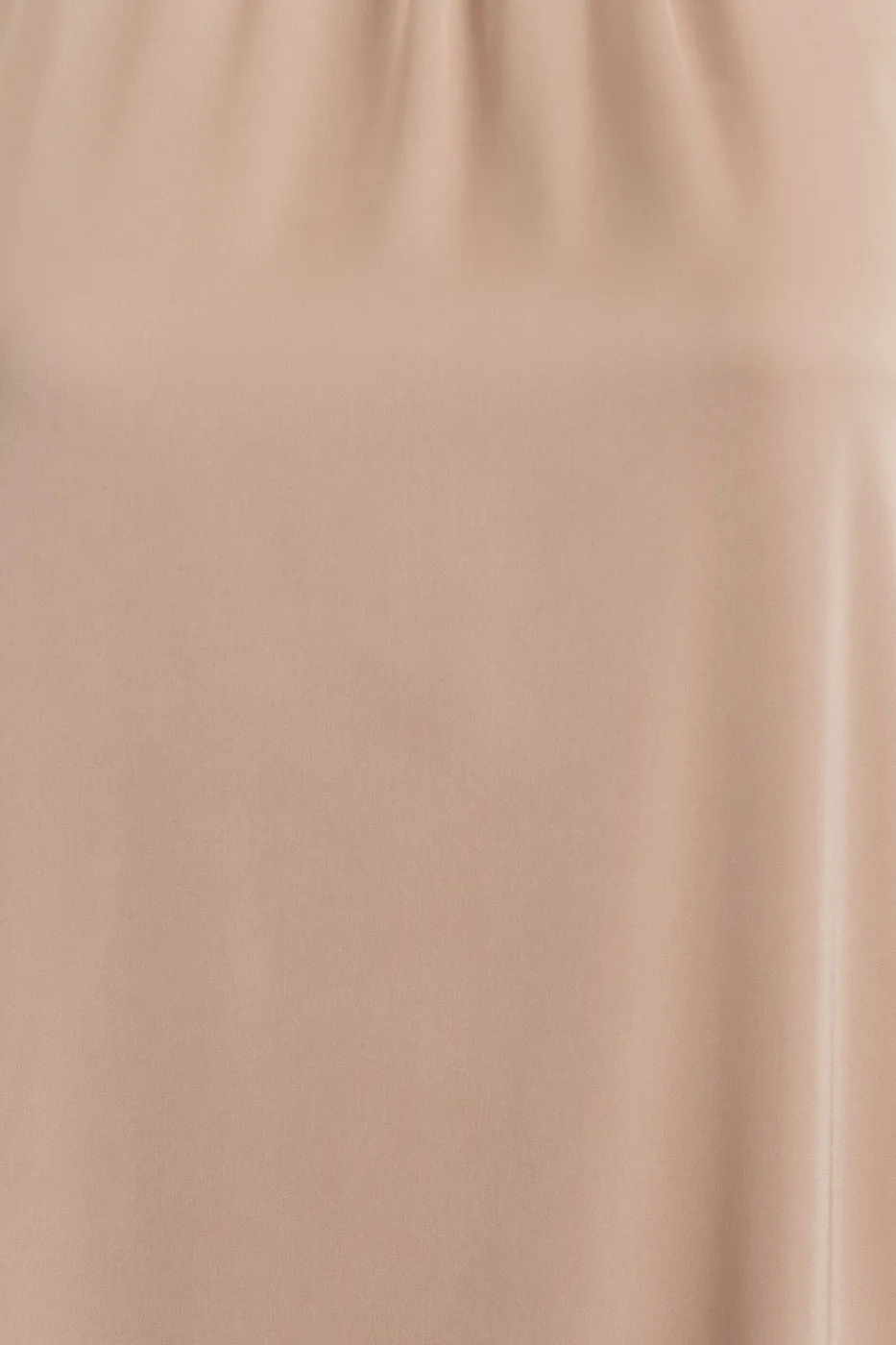 Bayan Bej Dik Yakalı Oversize Saten Midi Elbise