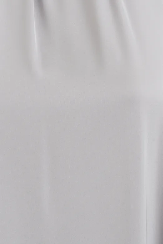 Bayan Gri Dik Yakalı Oversize Saten Midi Elbise - BSL