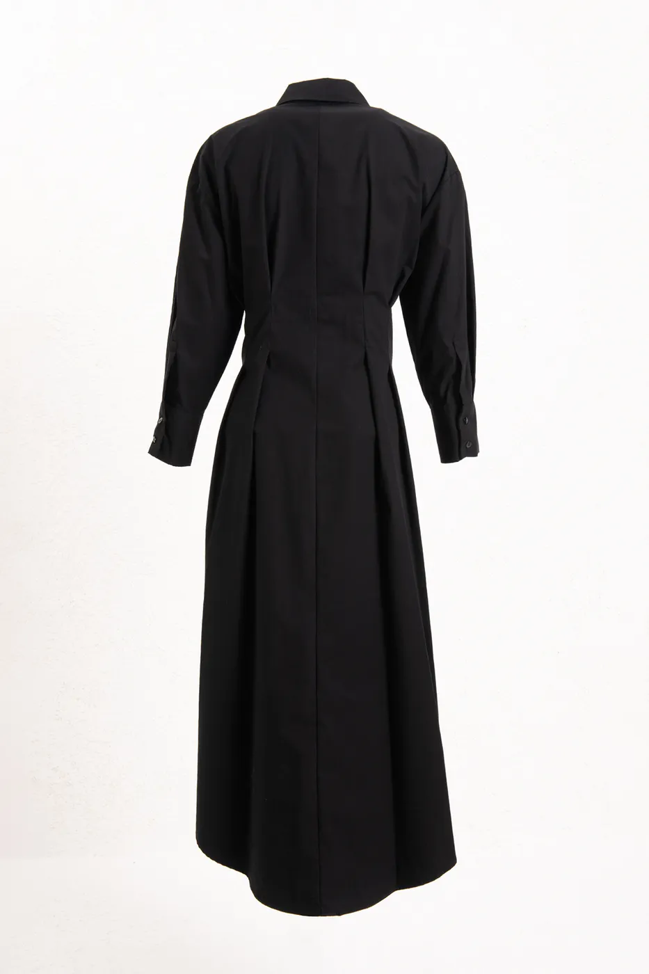 Bayan Siyah Kemerli Midi Gömlek Elbise