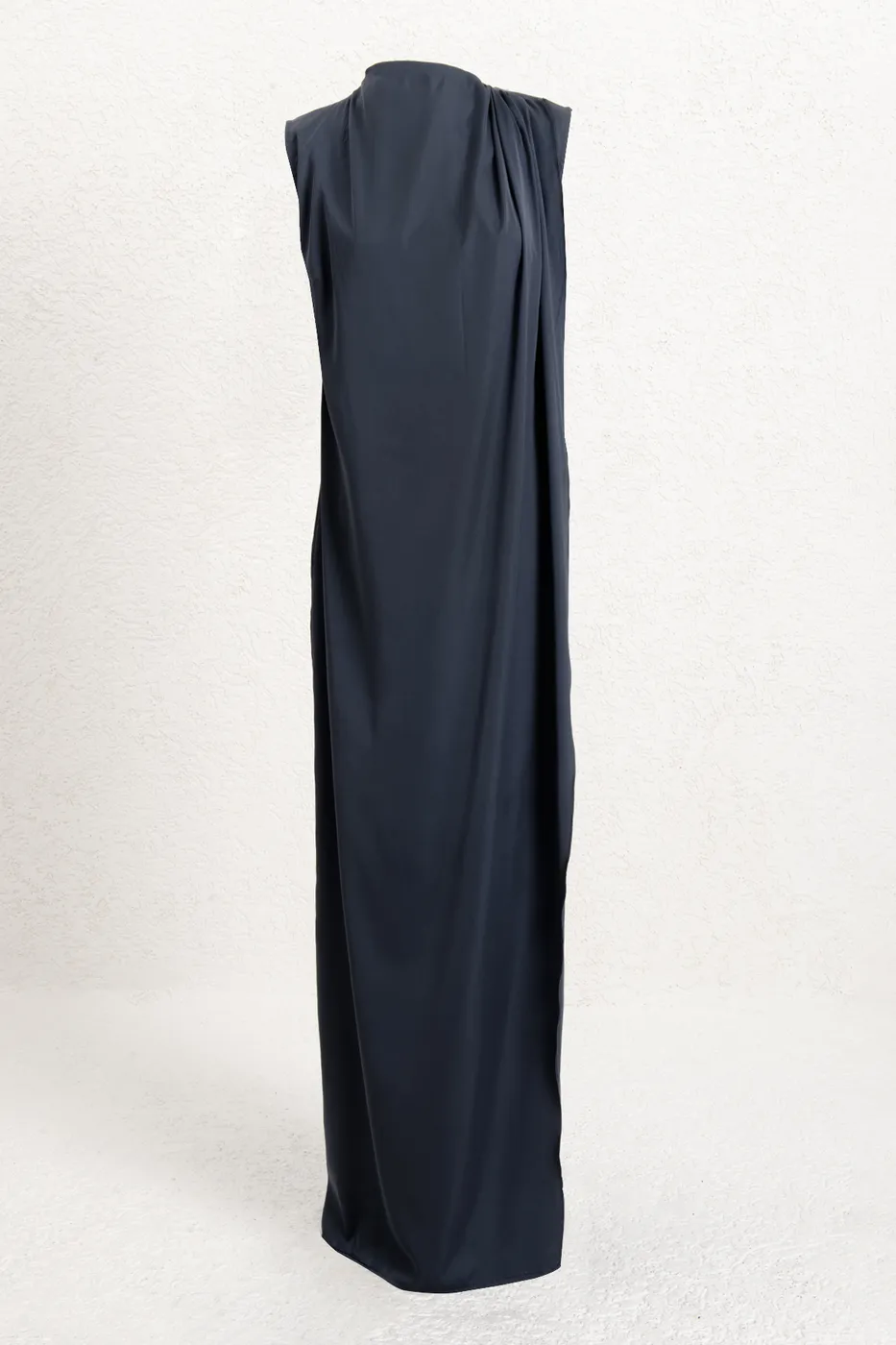 Bayan Antrasit Drapeli Düz Kesim Silüet Saten Maksi Elbise