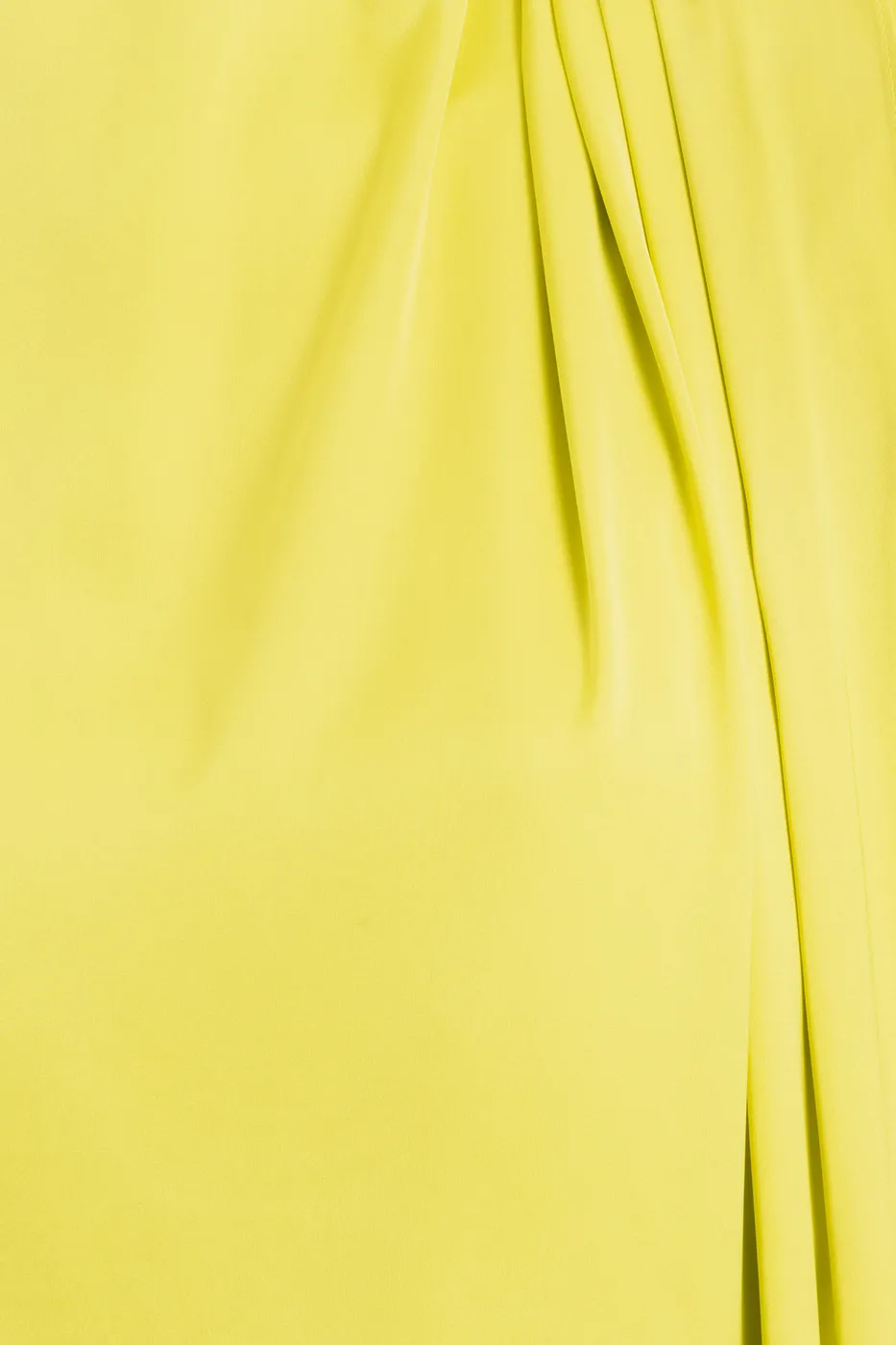 Bayan Sarı Drapeli Düz Kesim Silüet Saten Maksi Elbise