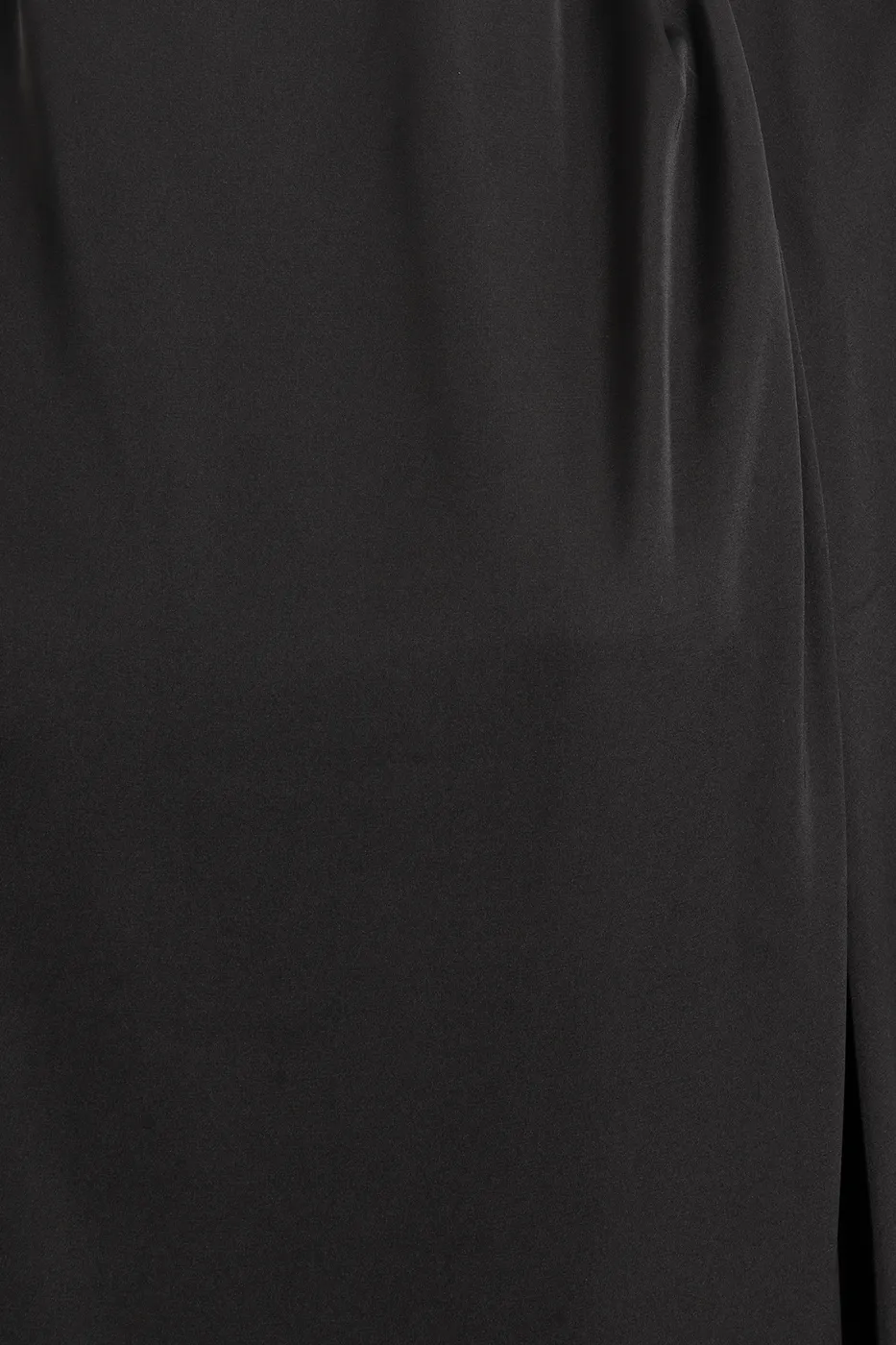 Bayan Siyah Drapeli Düz Kesim Silüet Saten Maksi Elbise