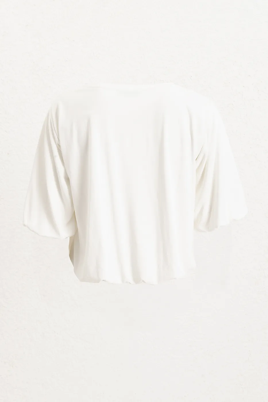 Bayan Beyaz Balon Kollu Modal Bluz