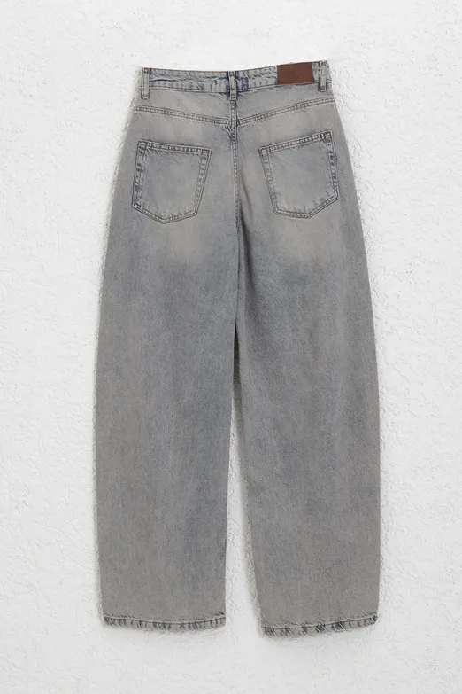 Bayan Mavi Balon Baggy Denim Pantolon - BSL