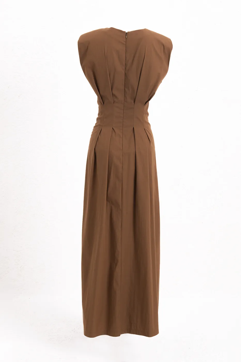 Bayan Tarçın Pileli Midi Boy Cotton Elbise