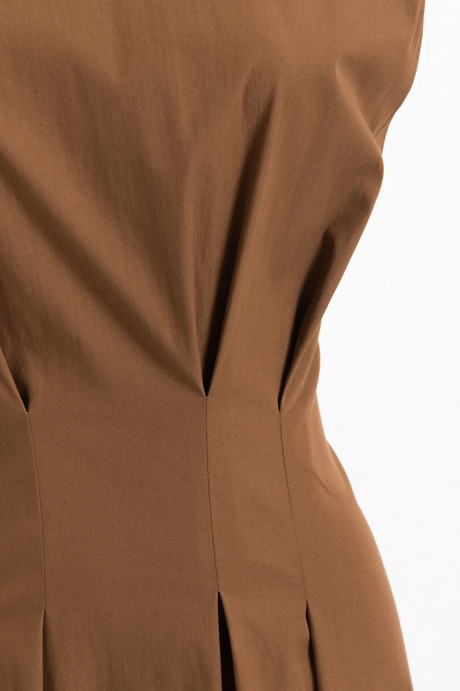 Bayan Tarçın Pileli Midi Boy Cotton Elbise