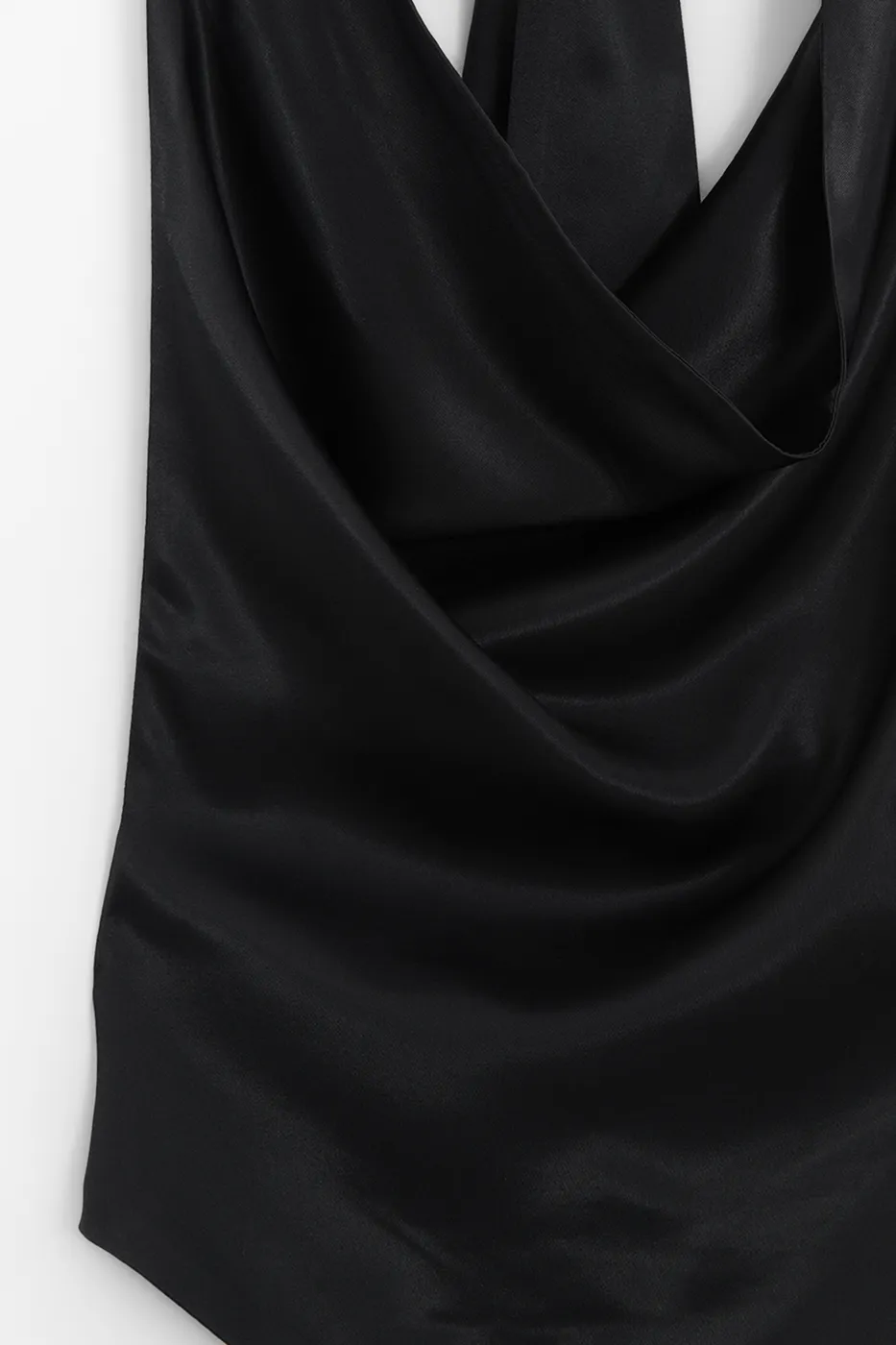 Bayan Siyah Degaje Yakalı Saten Bluz