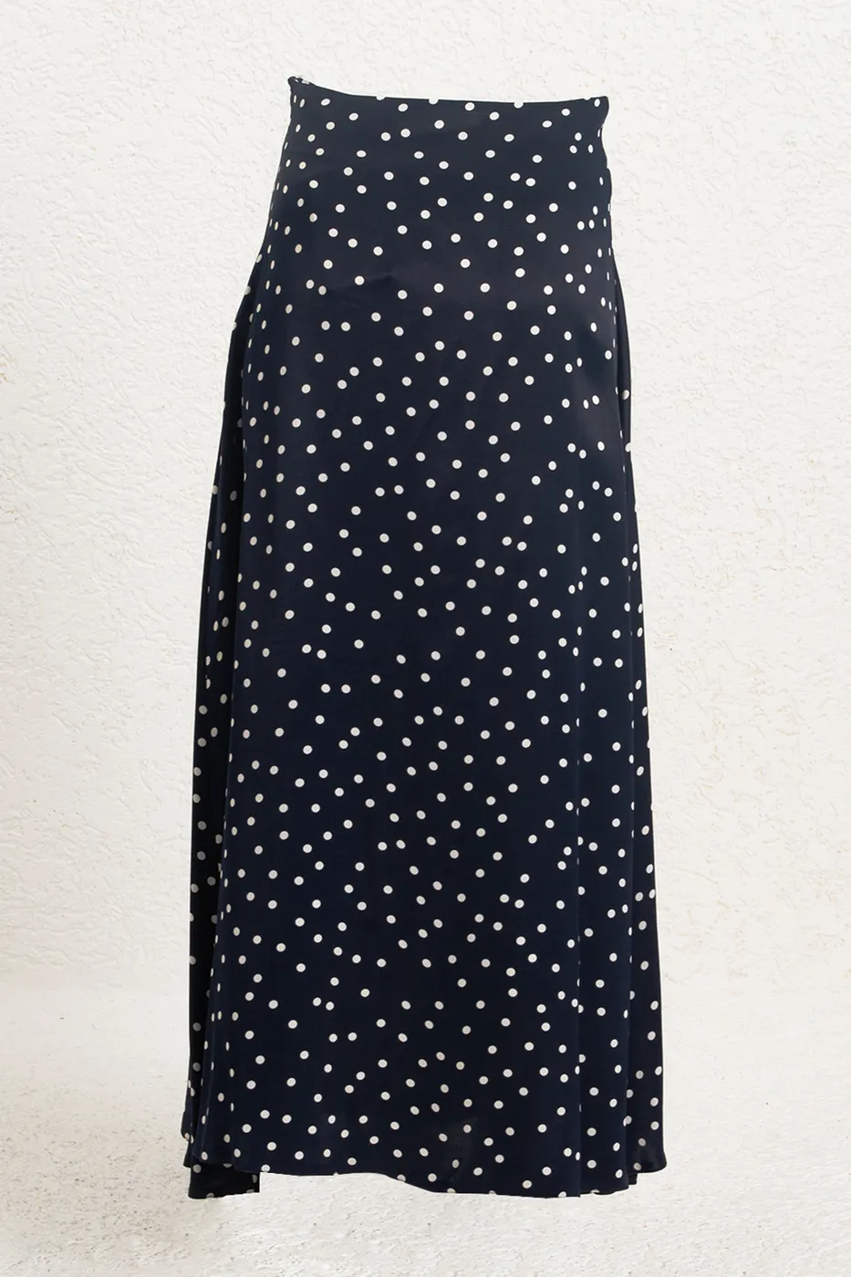 Bayan Lacivert Saten Midi Boy Etek