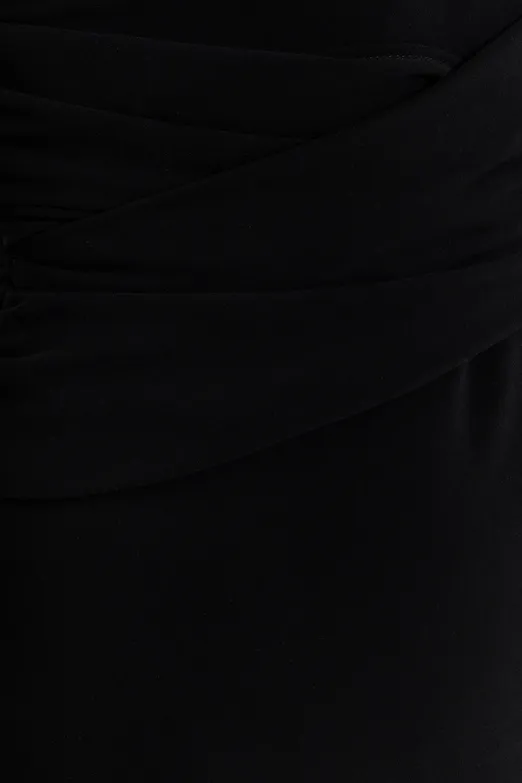 Bayan Siyah STRAPLEZ MİDİ ELBİSE - BSL