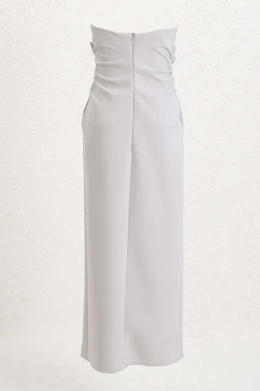 Bayan Taş STRAPLEZ MİDİ ELBİSE - BSL