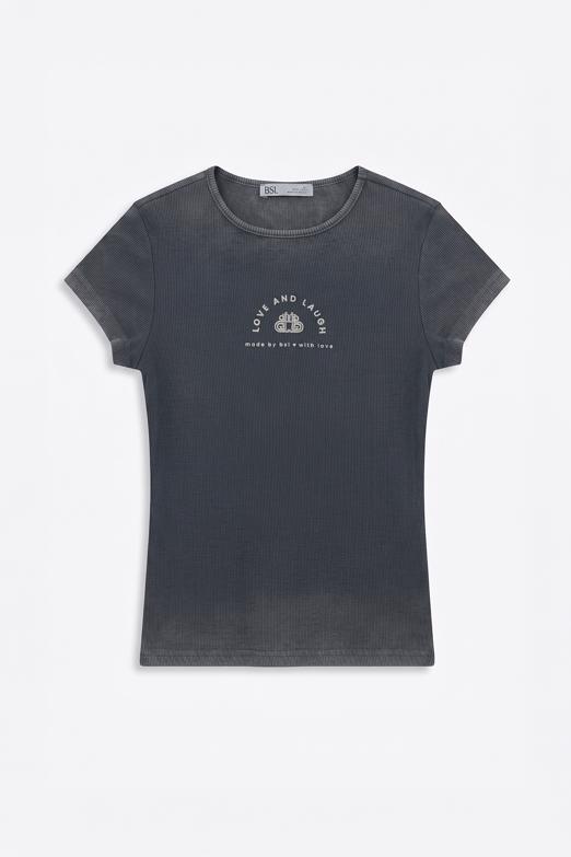 Baskılı Fitilli Basic Top