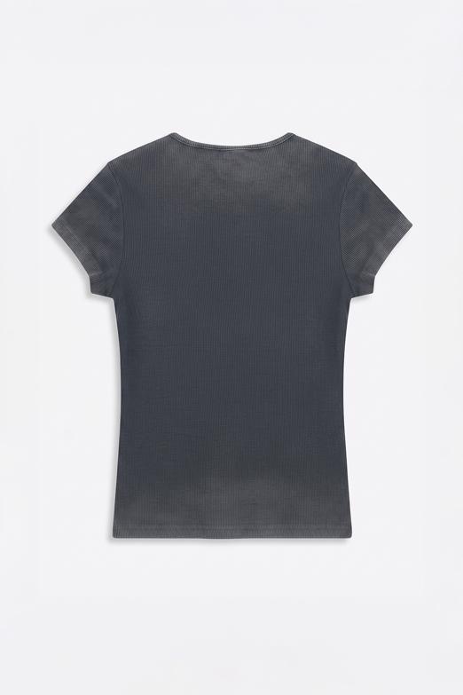 Baskılı Fitilli Basic Top