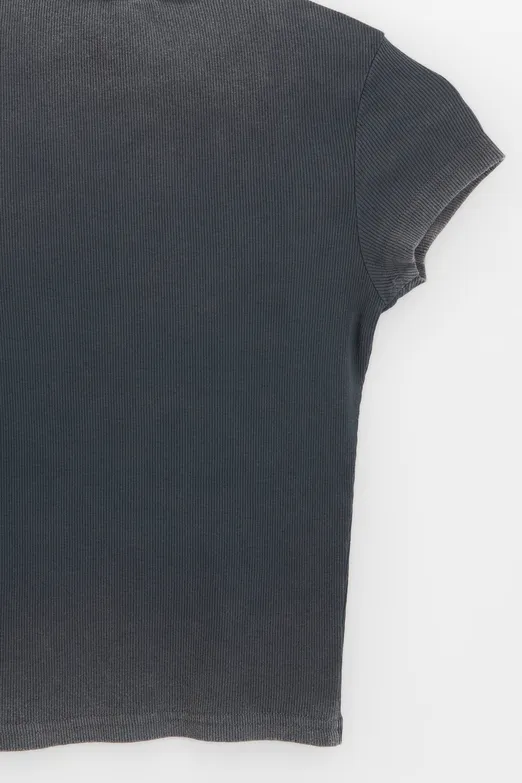 Bayan Gri Baskılı Fitilli Basic Top - BSL