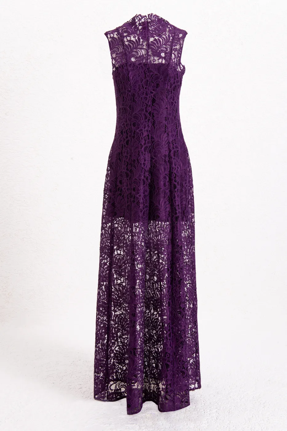 Bayan Mor Dantel Maksi Elbise