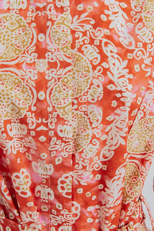 Bayan Kırmızı %100 Cotton Desenlı Gömlek Elbise - BSL