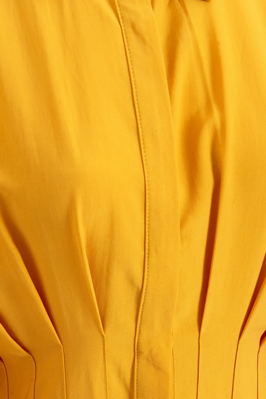 Bayan Sarı Yarasa Kollu Midi Cotton Gömlek Elbise