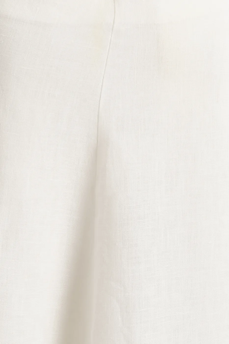 Bayan Beyaz %100 Keten Volanlı Midi Etek