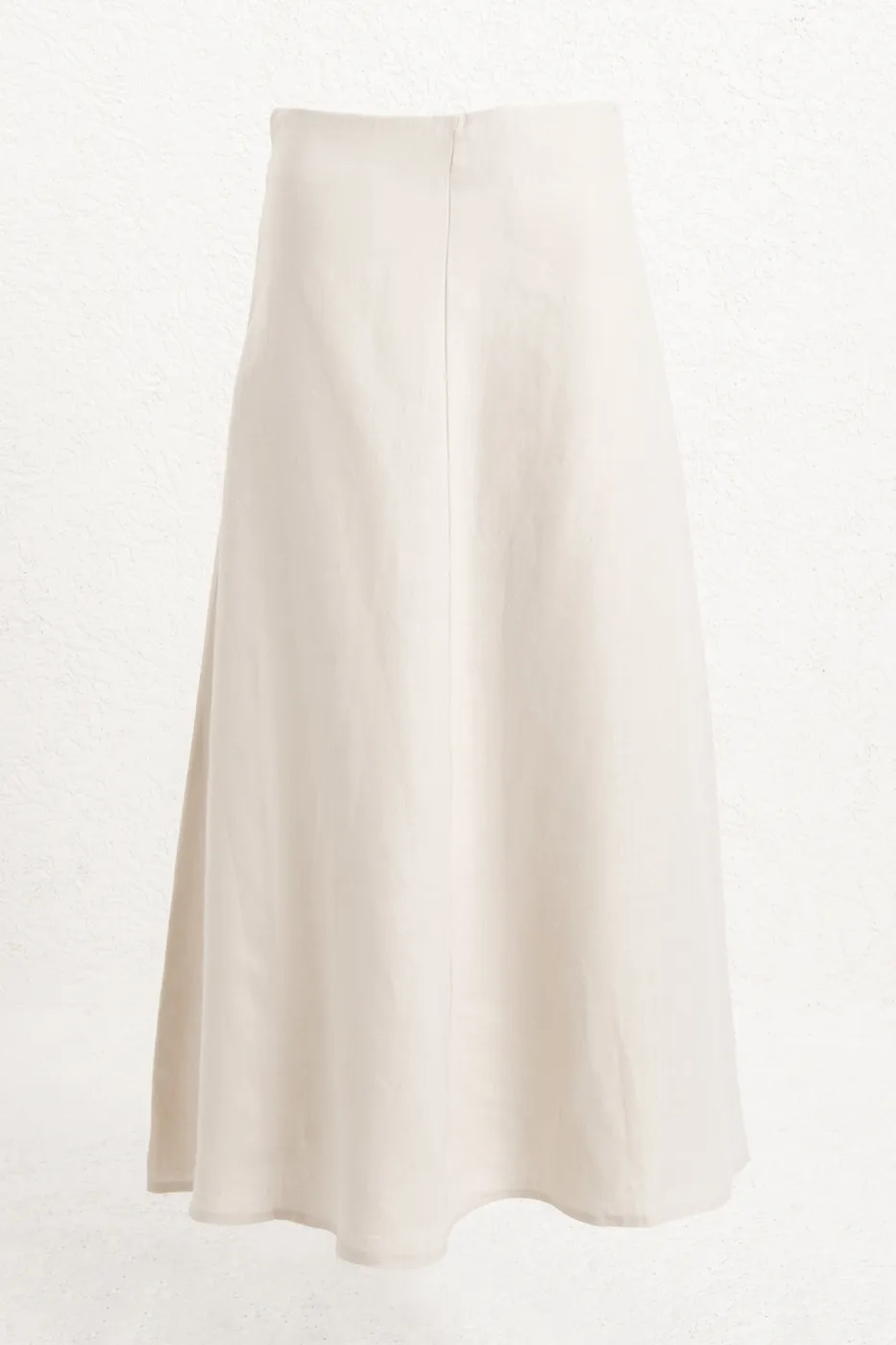 Bayan Taş %100 Keten Volanlı Midi Etek