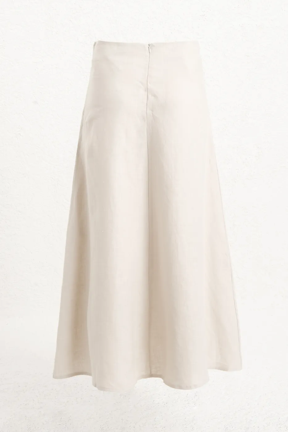 Bayan Taş %100 Keten Volanlı Midi Etek