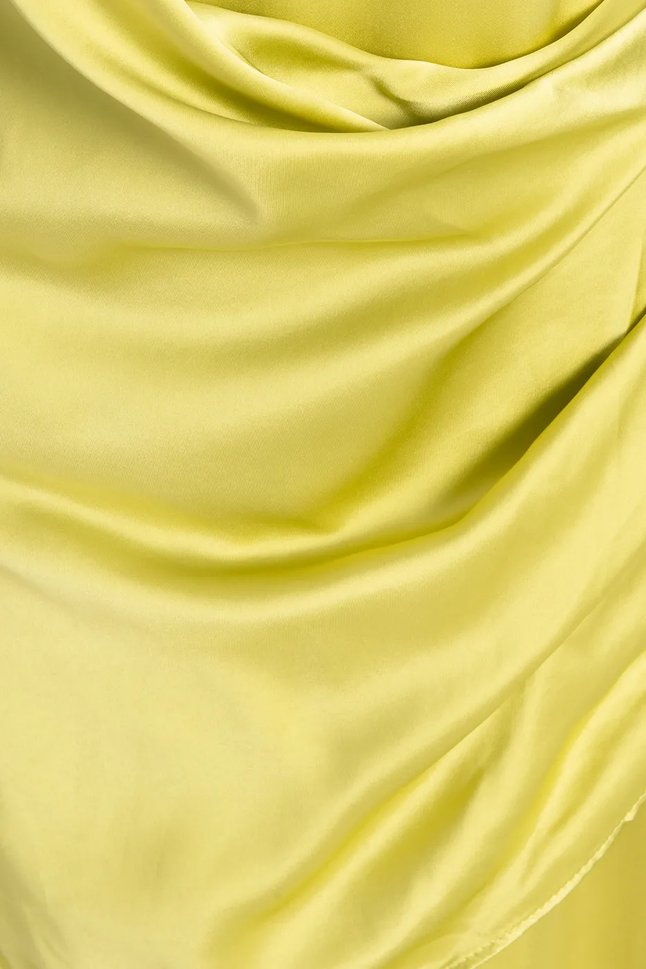 Bayan Yeşil Asimetrik Etek Detaylı Saten Elbise