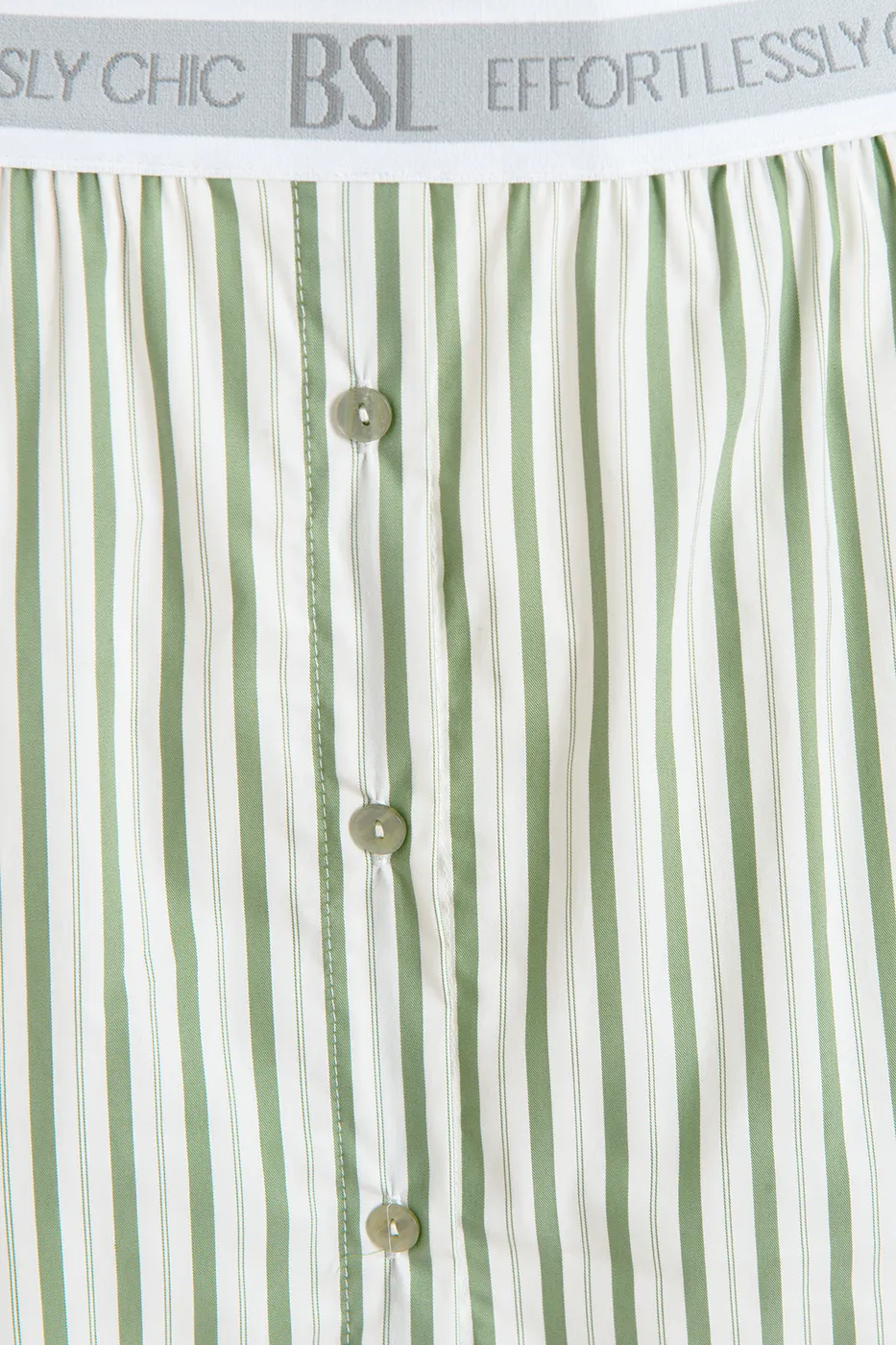 Bayan Yeşil Çizgili Cotton Mini Etek