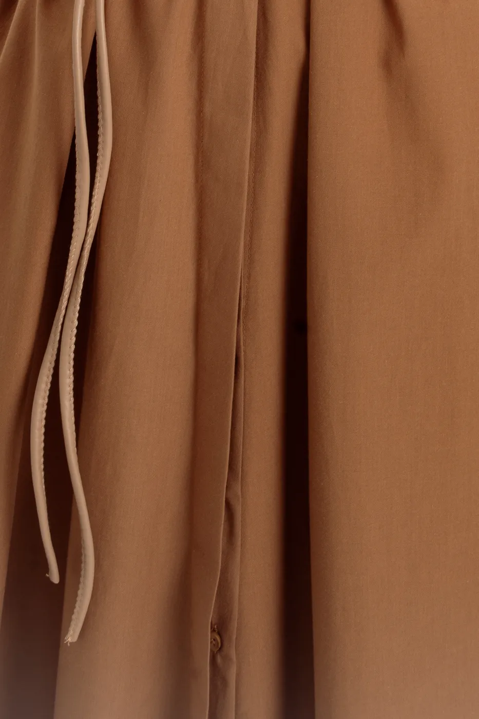 Bayan Camel %100 Cotton Midi Gömlek Elbise