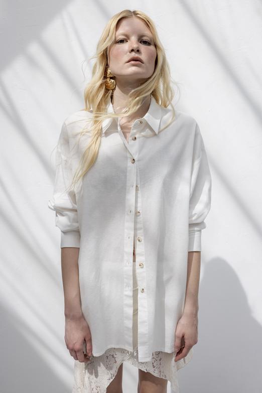 Bayan  Oversize Keten Gömlek