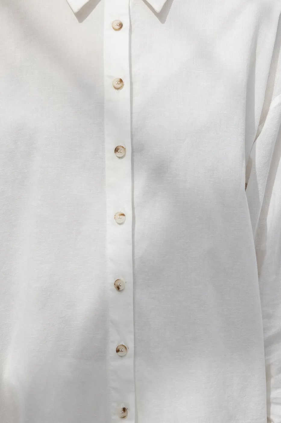 Bayan Beyaz Oversize Keten Gömlek