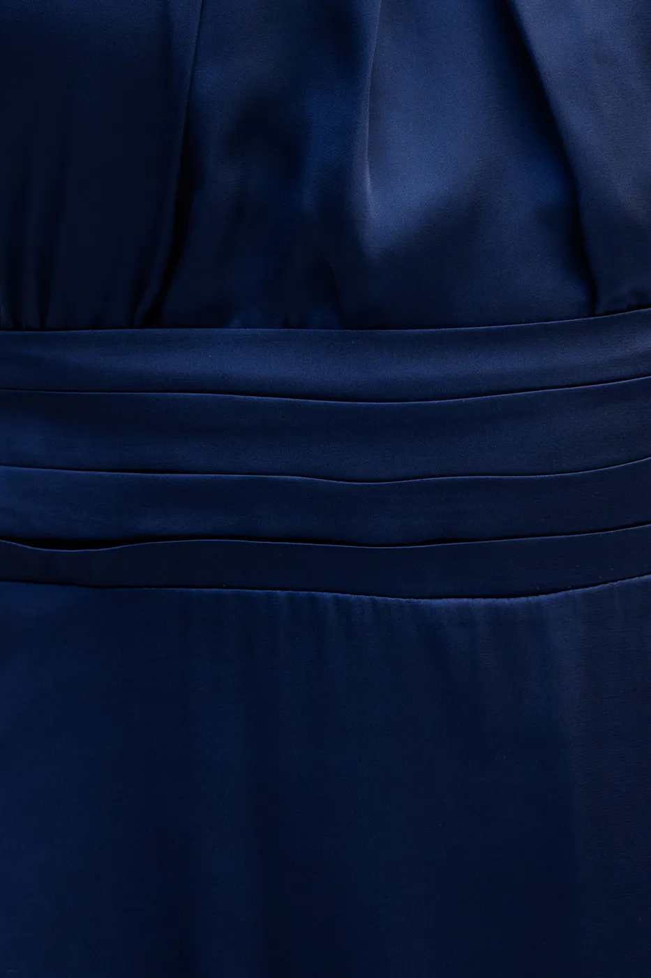 Bayan Lacivert Sırt Dekolteli Saten Maksi Elbise