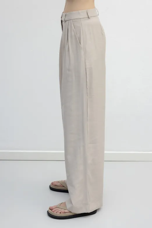 Bayan Bej Saten Bol Pantolon - BSL