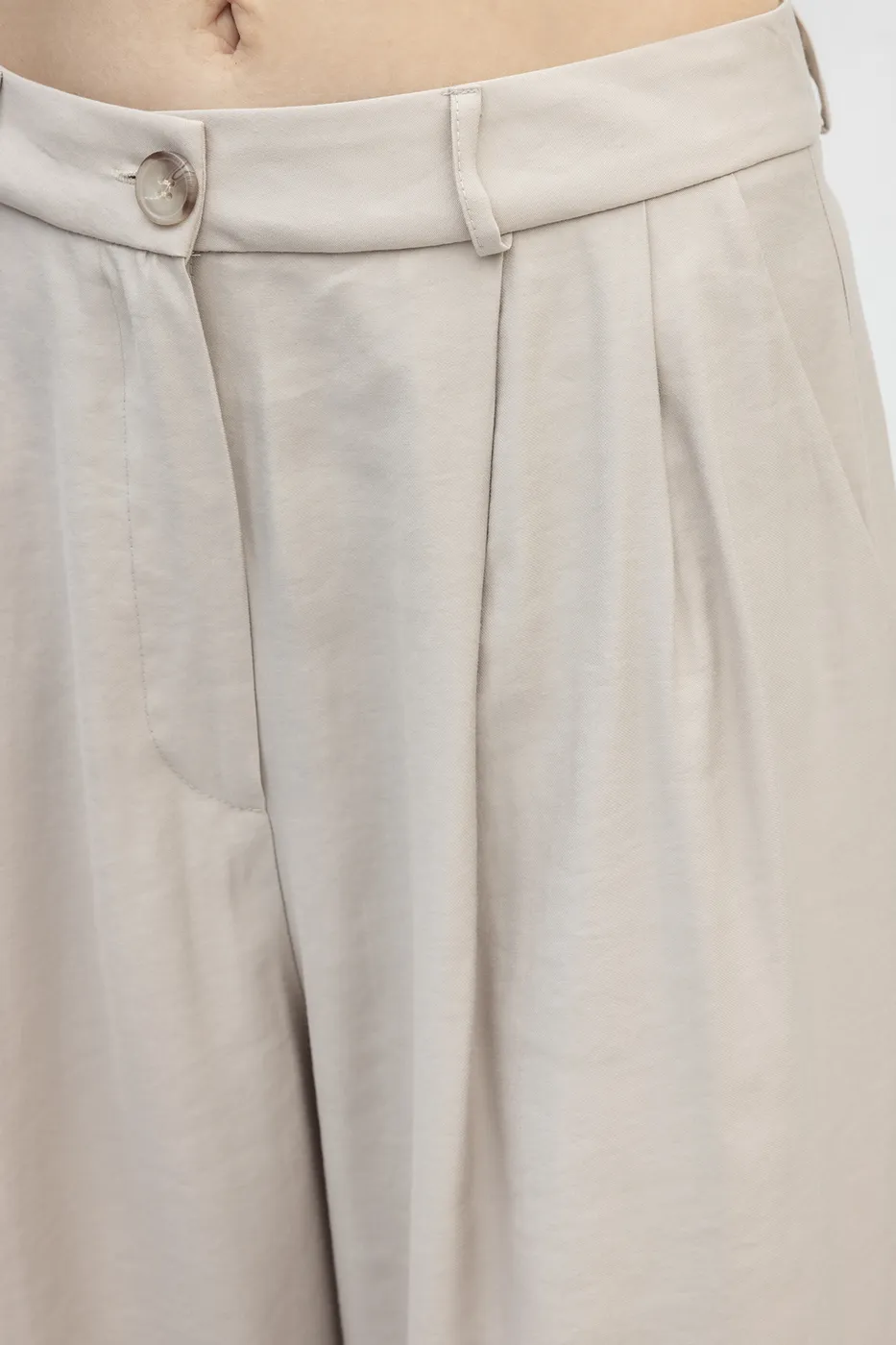 Bayan Bej Saten Bol Pantolon