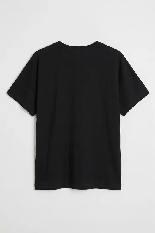 Bayan Siyah Baskılı Basİc Tshırt - BSL