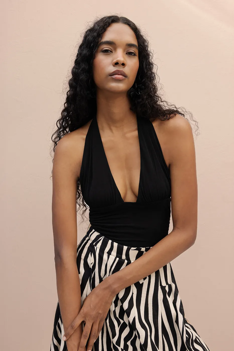 Bayan Siyah Drapeli  Bağlamalı Top