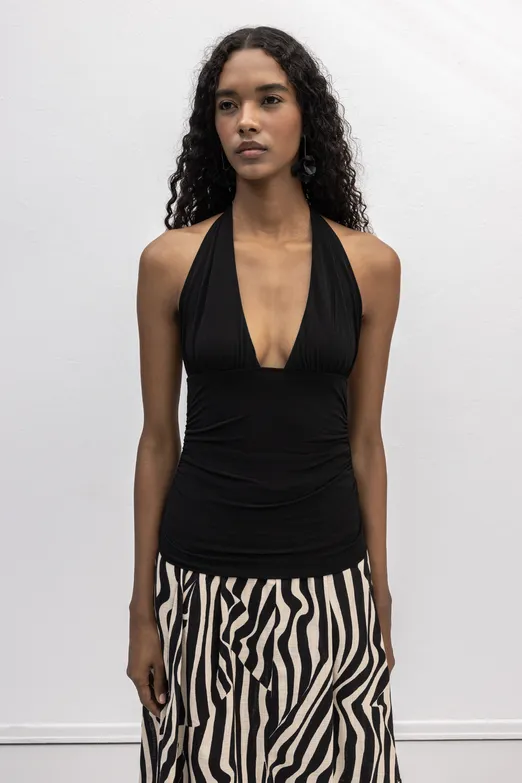 Bayan Siyah Drapeli Bağlamalı Top - BSL