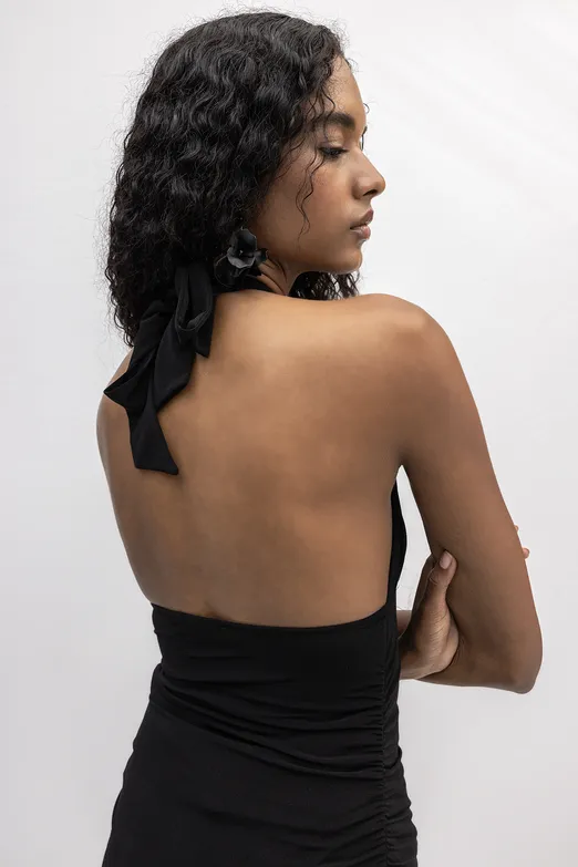 Bayan Siyah Drapeli Bağlamalı Top - BSL