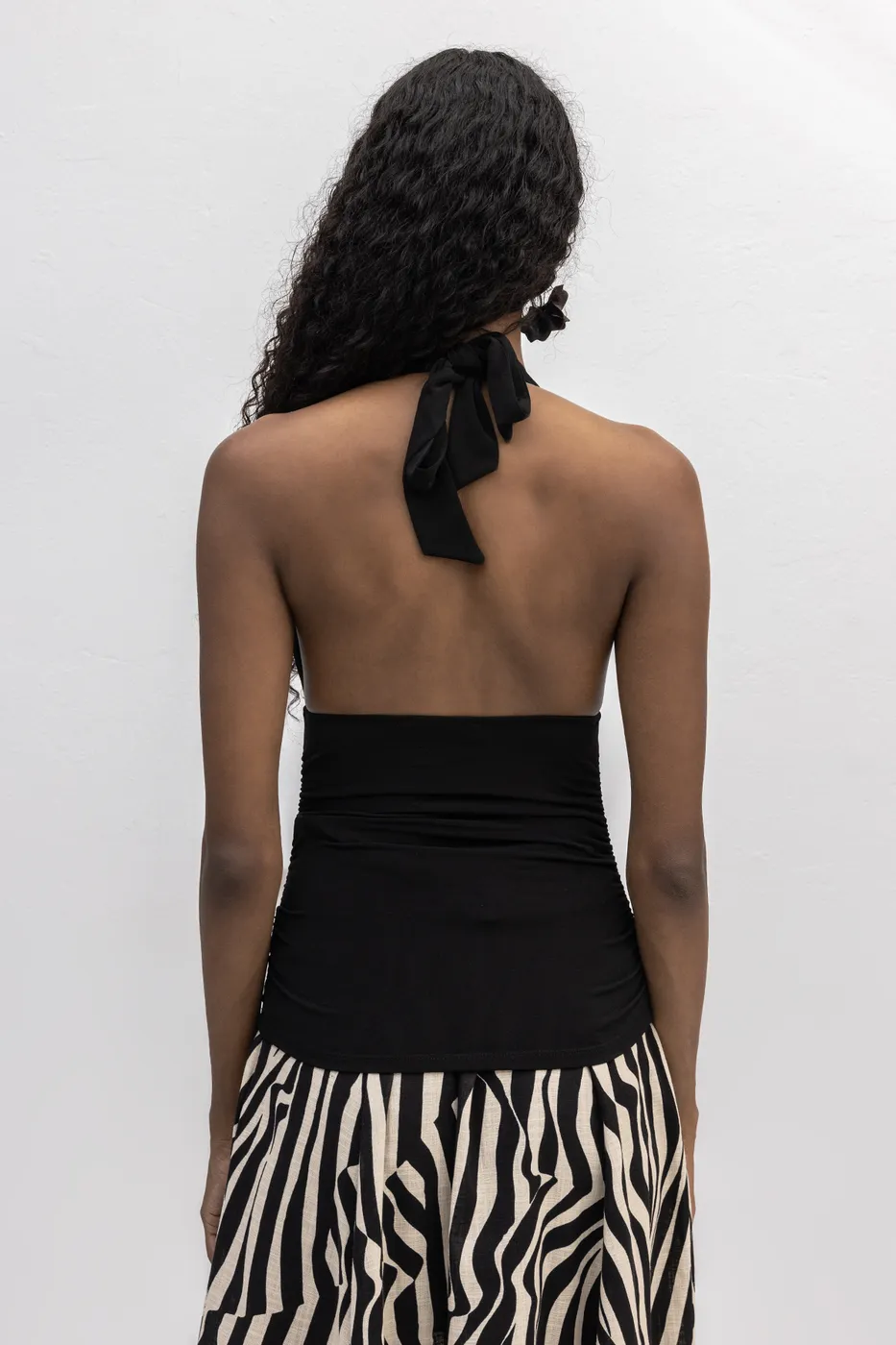 Bayan Siyah Drapeli  Bağlamalı Top