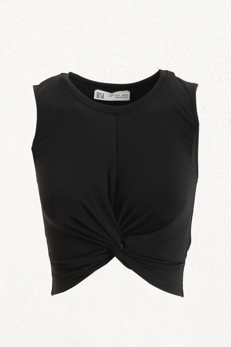 Bayan Siyah Burgulu Crop Top