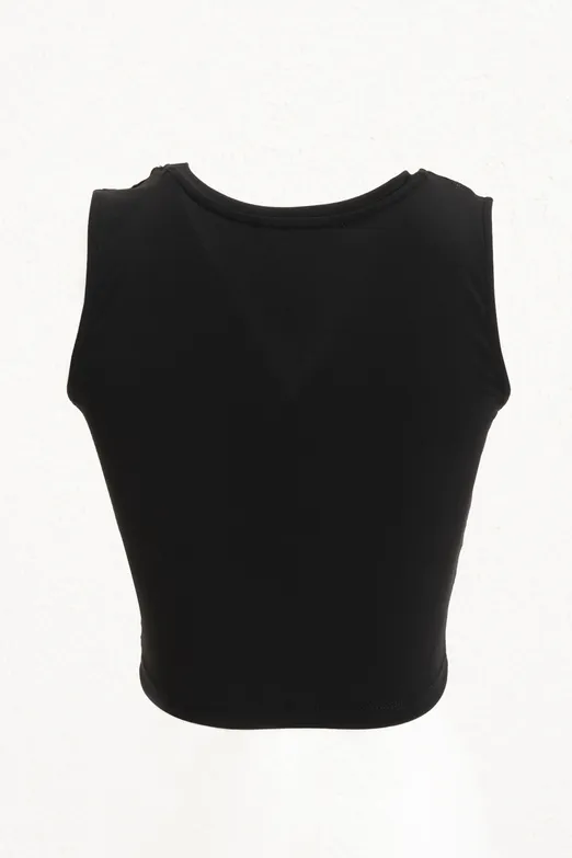 Bayan Siyah Burgulu Crop Top - BSL