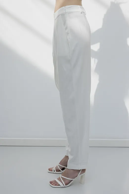 Bayan Ekru Yüksek Bel Havuç Pantolon - BSL