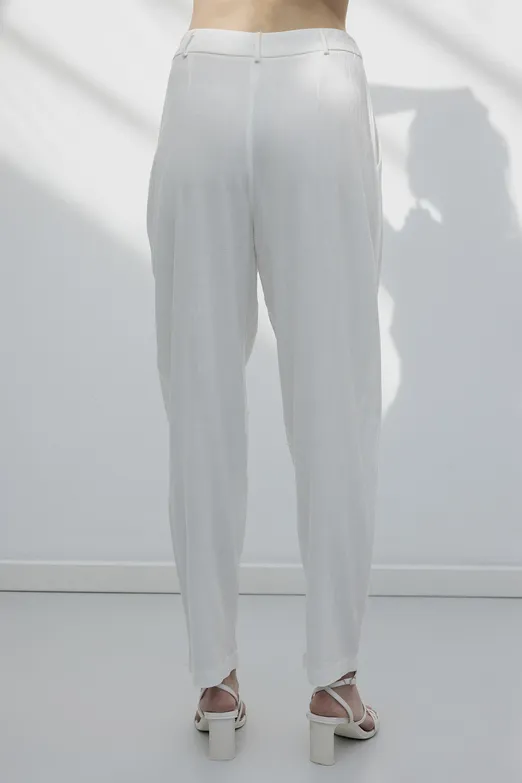 Bayan Ekru Yüksek Bel Havuç Pantolon - BSL