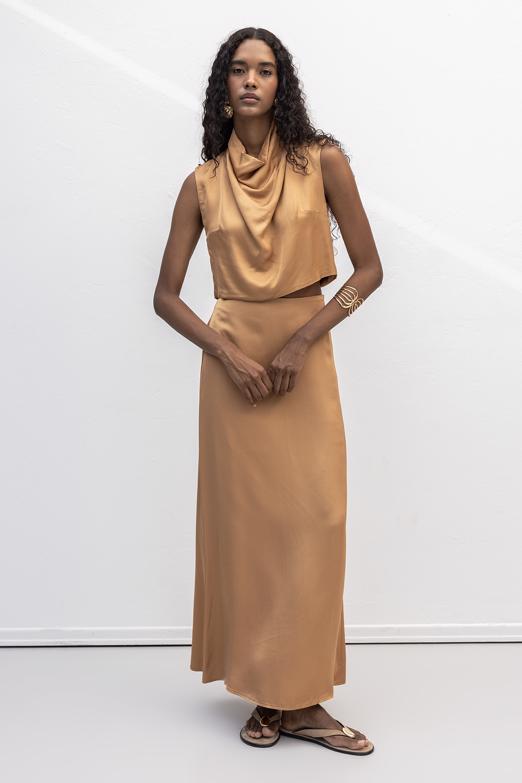 Bayan  Saten Midi Etek