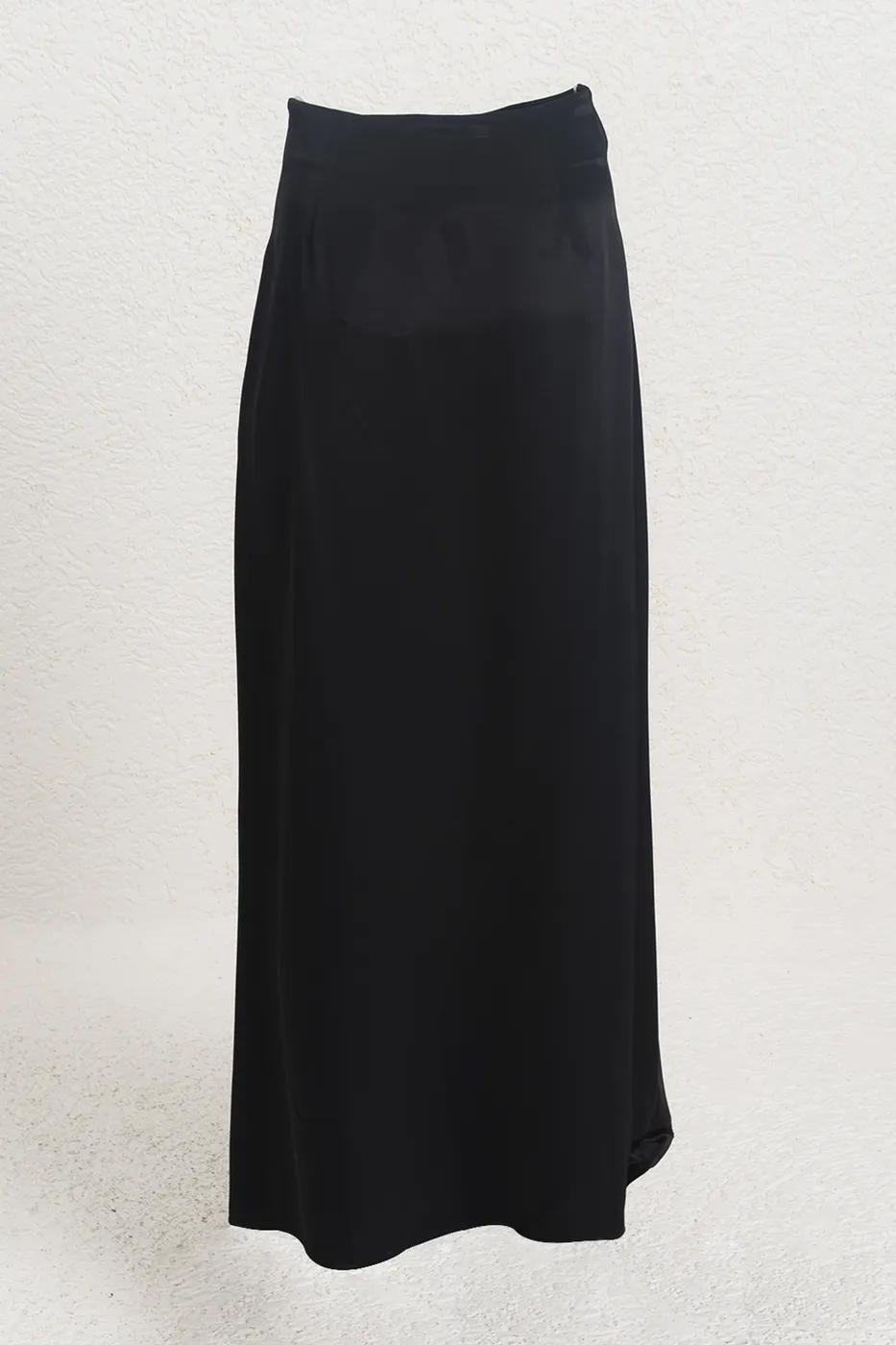 Bayan Siyah Saten Midi Etek