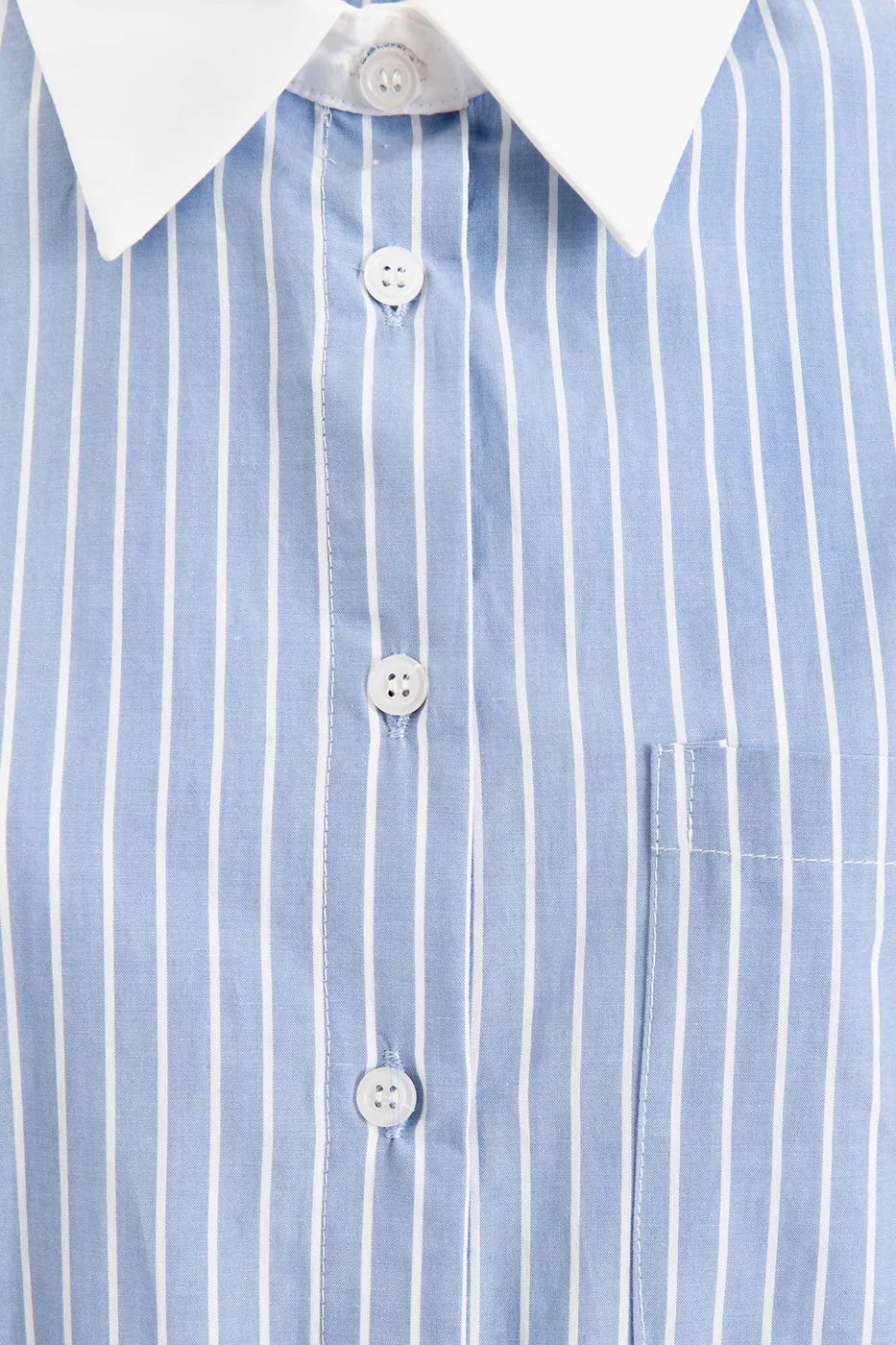 Bayan Mavi Oversize Çizgili Gömlek