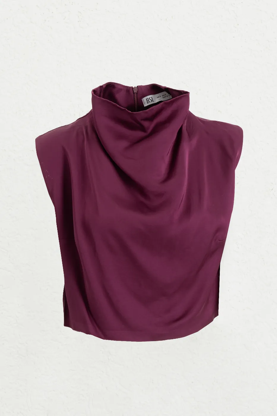 Bayan Bordo Degaje  Yakalı Saten Bluz