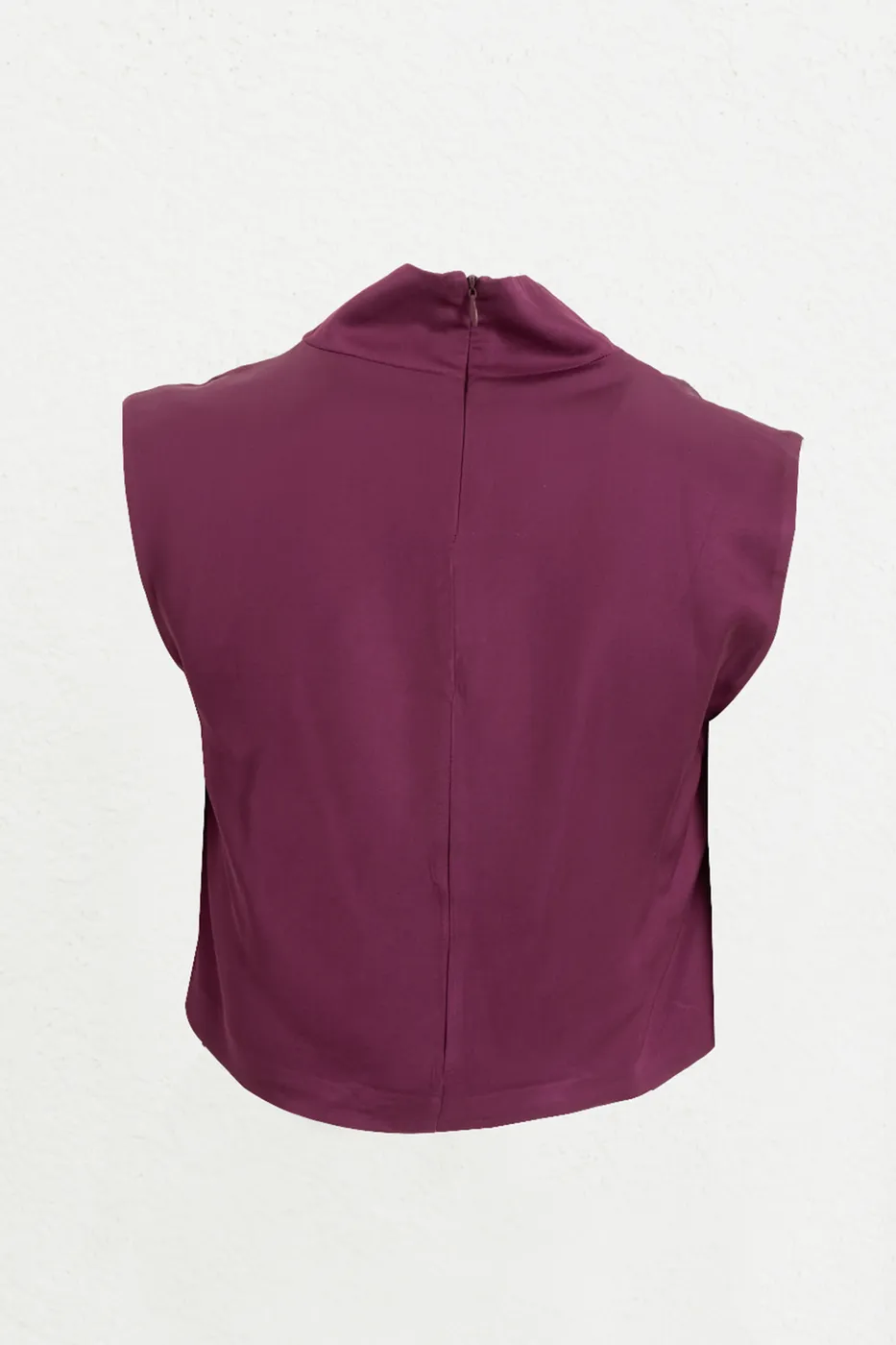 Bayan Bordo Degaje  Yakalı Saten Bluz