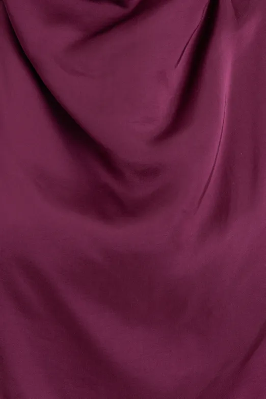 Bayan Bordo Degaje  Yakalı Saten Bluz - BSL
