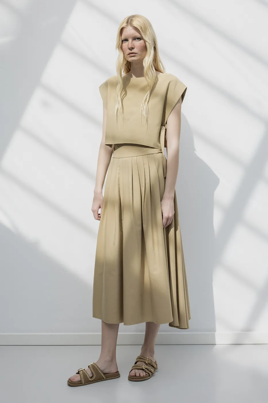 Bayan Camel %100 Tencel Pile  Detaylı  Midi Etek